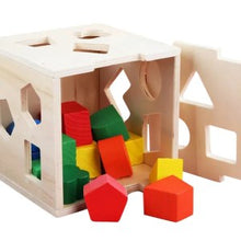 Wooden Cube Shape Sorter (15 holes)