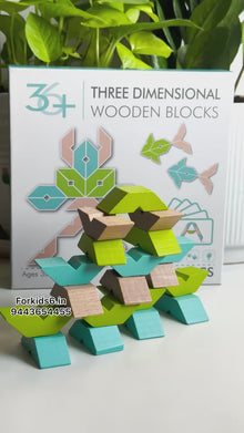 Three dimensional wooden blocks