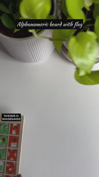 Alphanumeric board with flag