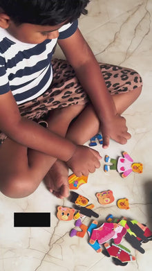 Wooden bear family dress up puzzle