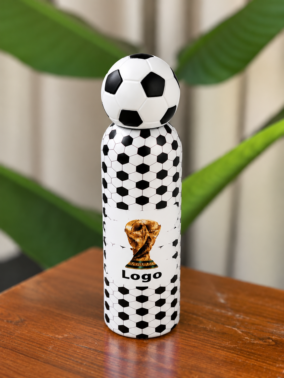 Football Print Steel Water Bottle