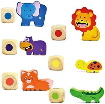 Animal stacking blocks with dice