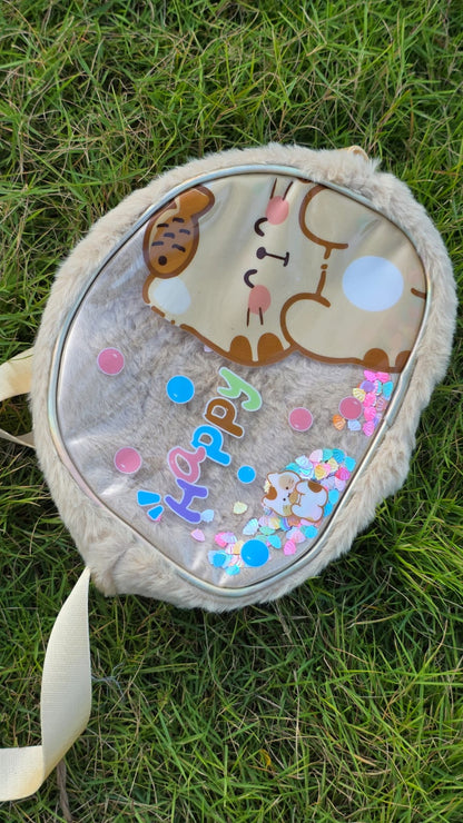 Soft plush sling bag