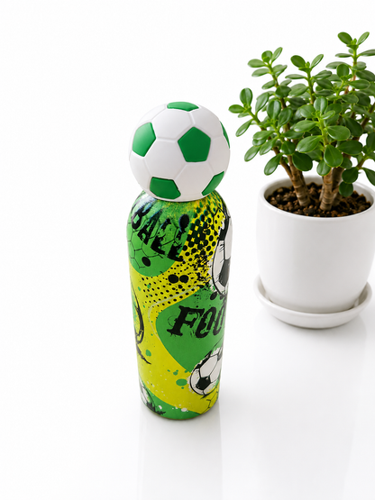 Football Print Steel Water Bottle