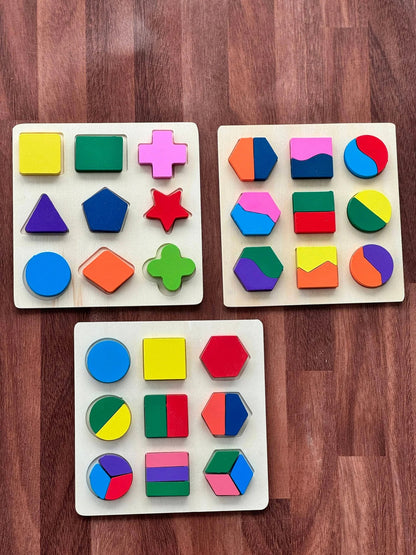 3 set of Shape Puzzle Board