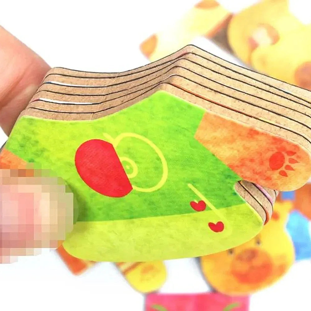 Wooden bear family dress up puzzle