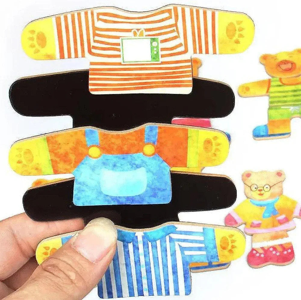 Wooden bear family dress up puzzle