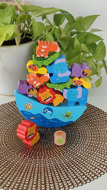 Animal stacking blocks with dice