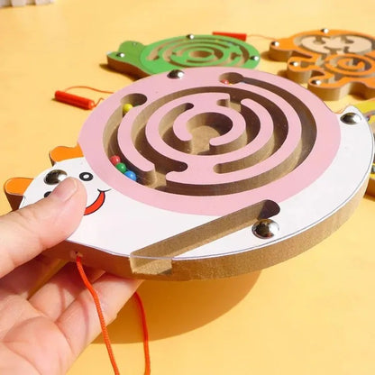 Wooden magnetic maze