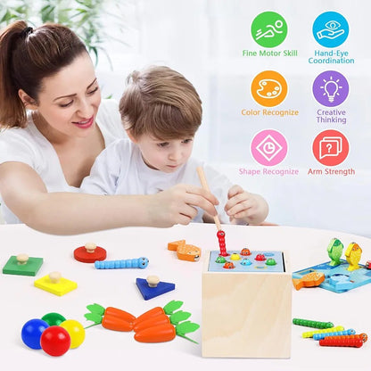 5 in 1 montessori wooden toy