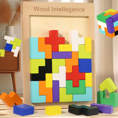 wooden tetris board