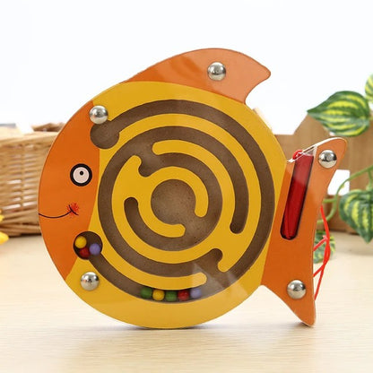 Wooden magnetic maze