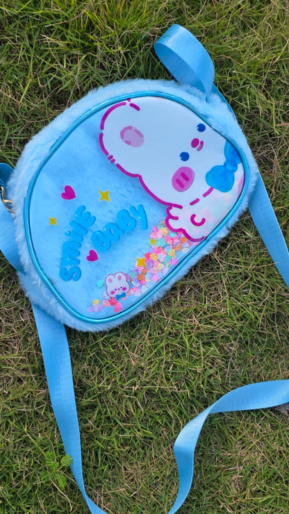 Soft plush sling bag