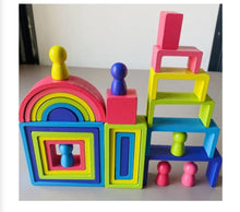 rainbow stacker and building blocks