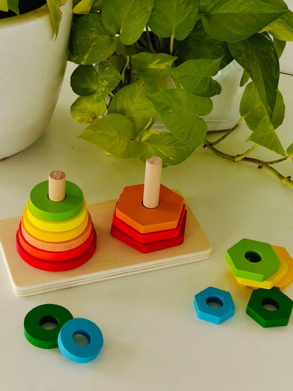 Twin tower shape sorter