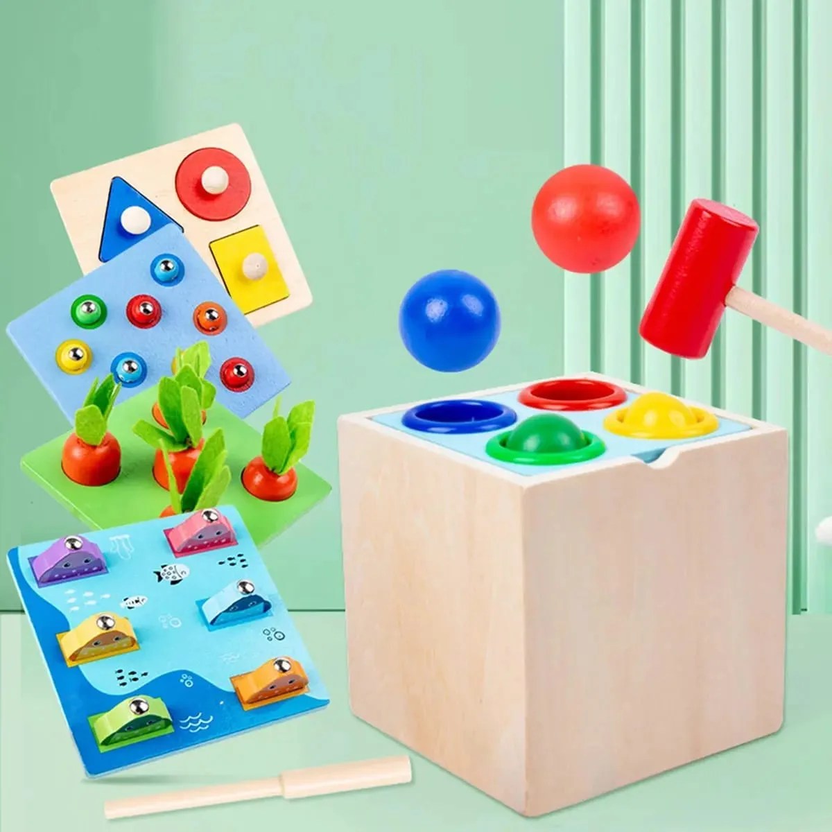 5 in 1 montessori wooden toy