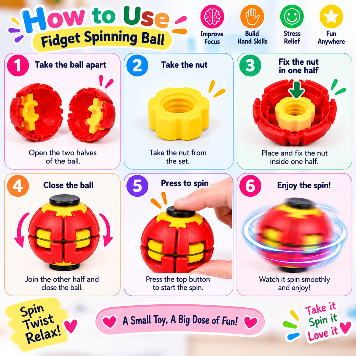 Fidget spinning Ball