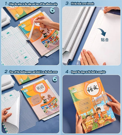 Transparent self-adhesive book cover