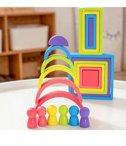rainbow stacker and building blocks