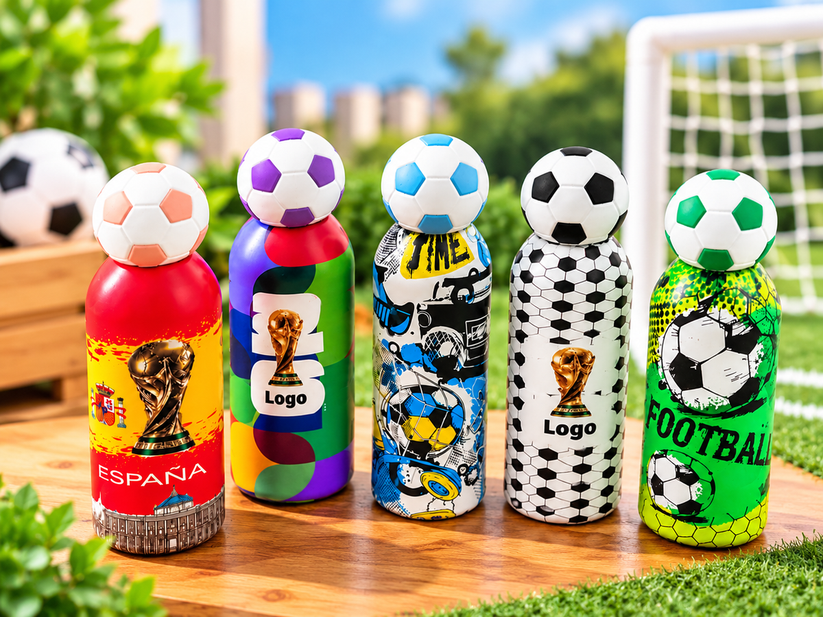Football Print Steel Water Bottle