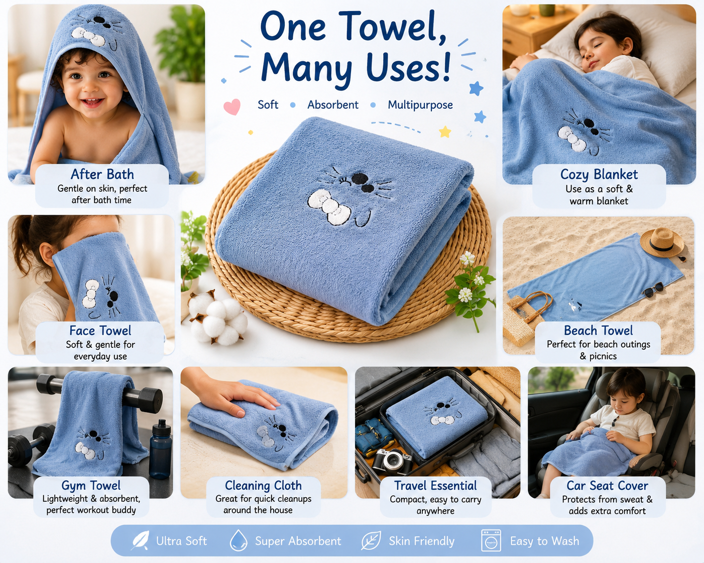Ultra Soft Kids Multipurpose Towel ✨