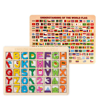 Alphanumeric board with flag