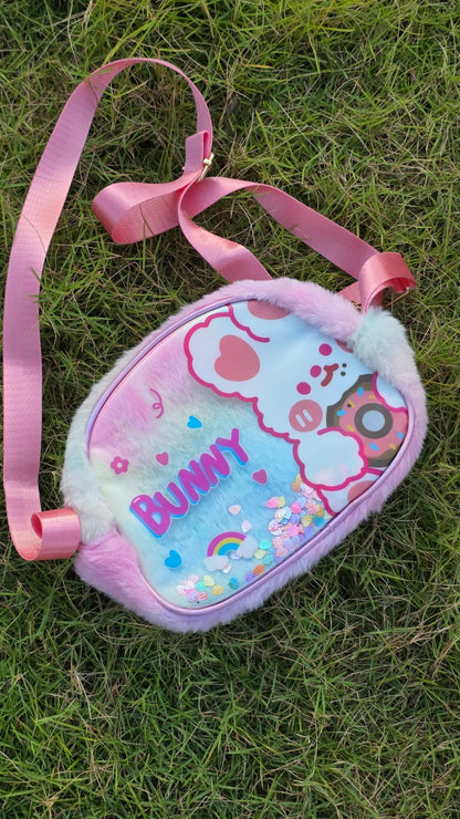 Soft plush sling bag