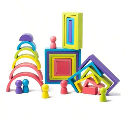 rainbow stacker and building blocks