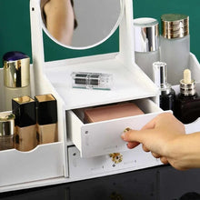 Mini wooden Desktop cosmetic shelf with mirror