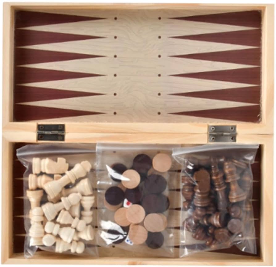 3-In-1 Wooden Chess Board