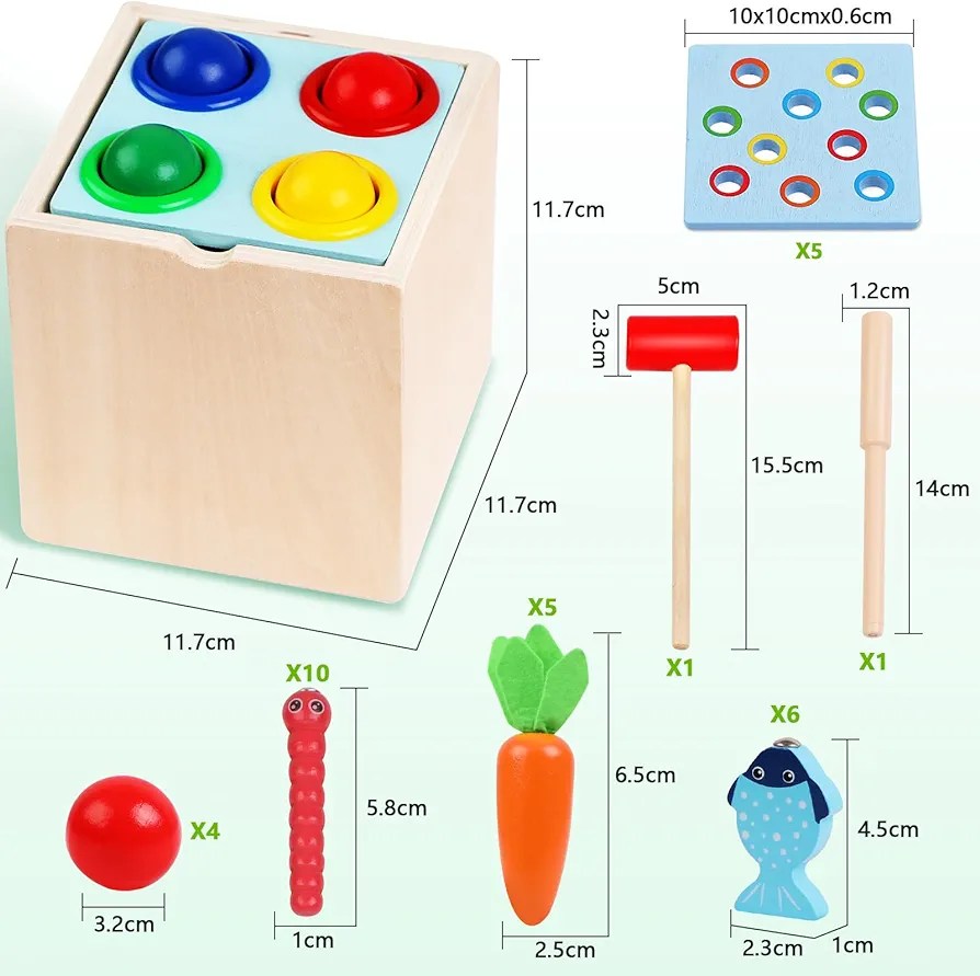 5 in 1 montessori wooden toy