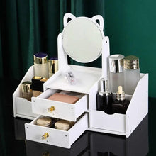 Mini wooden Desktop cosmetic shelf with mirror