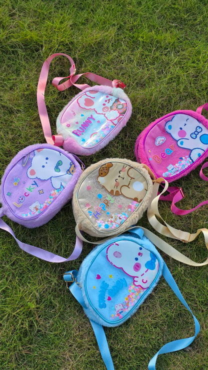 Soft plush sling bag