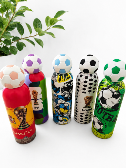 Football Print Steel Water Bottle