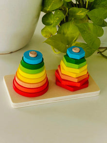 Twin tower shape sorter