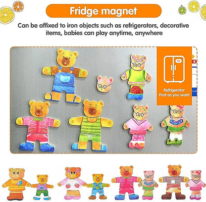 Wooden bear family dress up puzzle