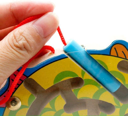 Wooden magnetic maze