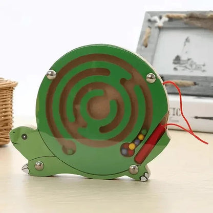 Wooden magnetic maze