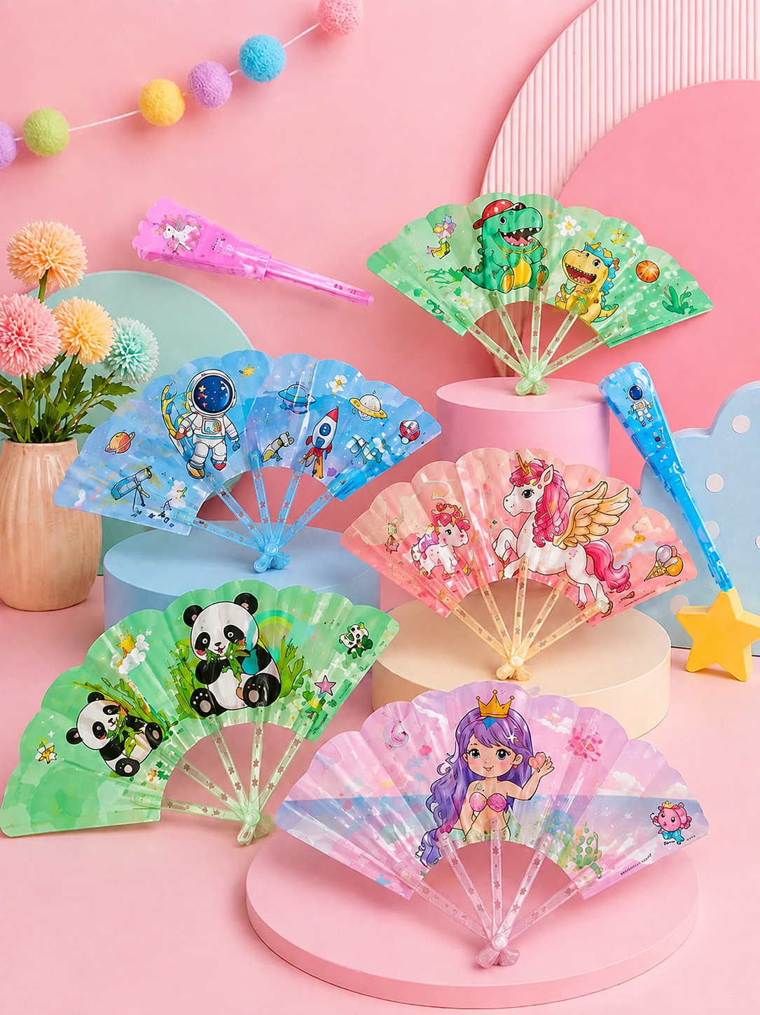 Cartoon Folding Hand Fan (pre order)