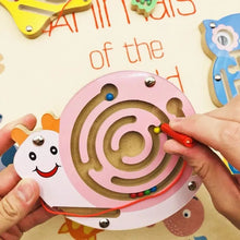 Wooden magnetic maze