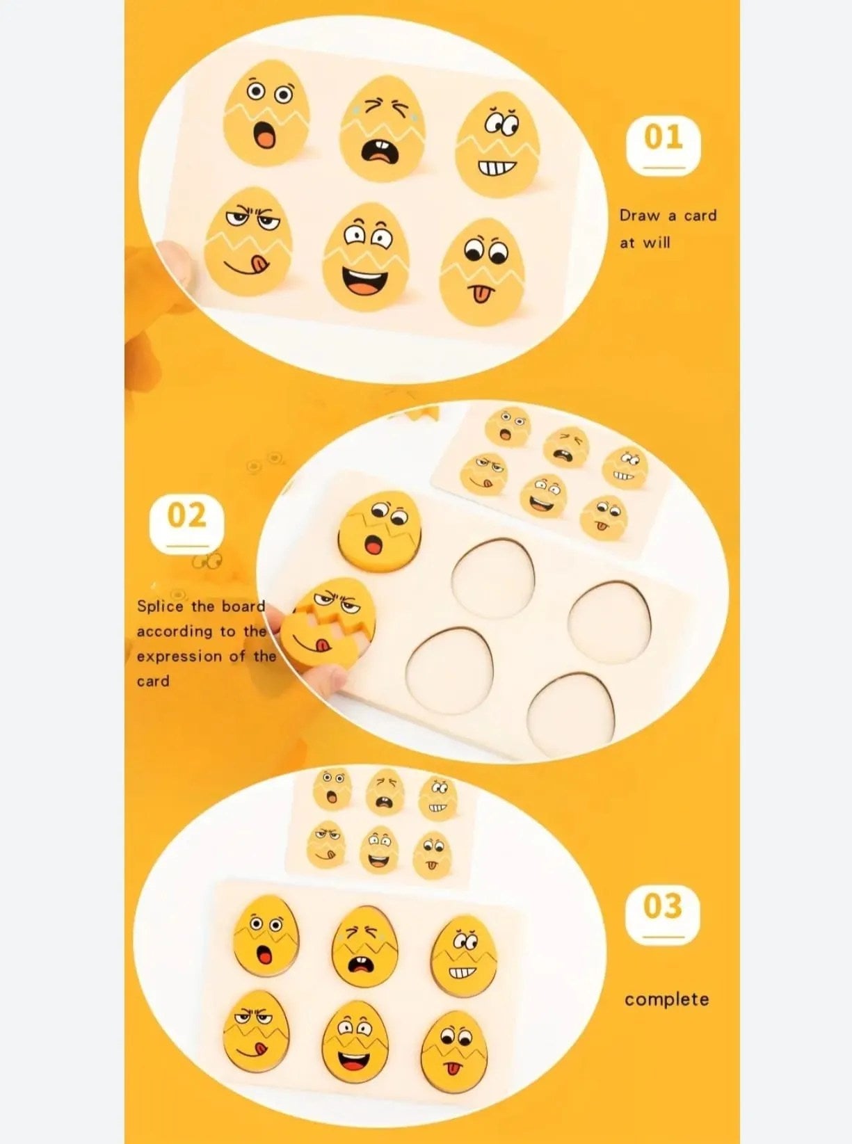 woooden egg expression puzzle board