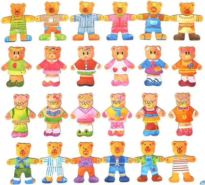 Wooden bear family dress up puzzle