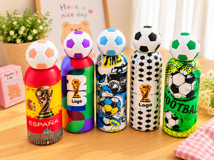 Football Print Steel Water Bottle