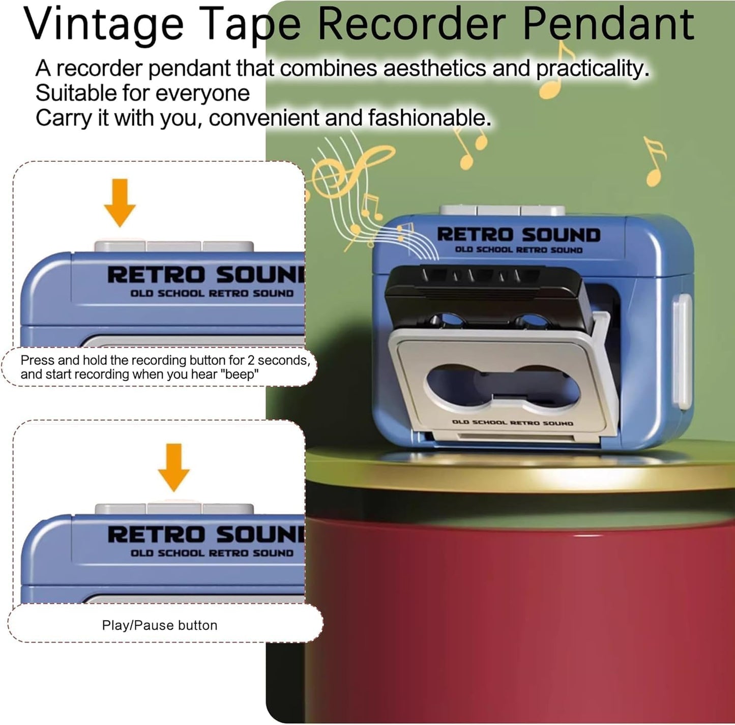 Retro  tap recorder Keychain