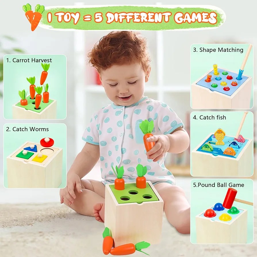 5 in 1 montessori wooden toy