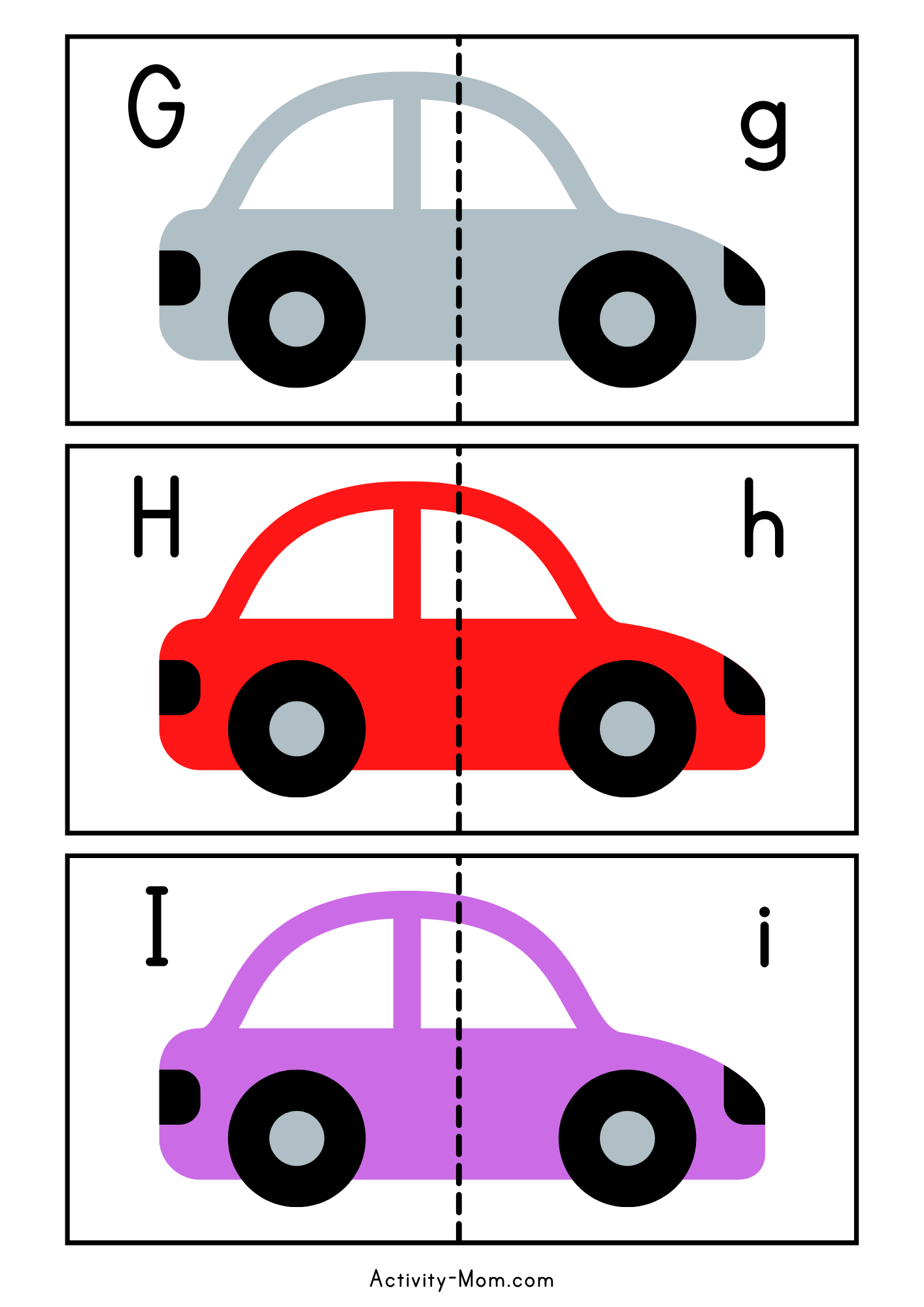 Matching car Letters