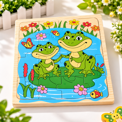 🐸 Wooden Frog Jigsaw Puzzle