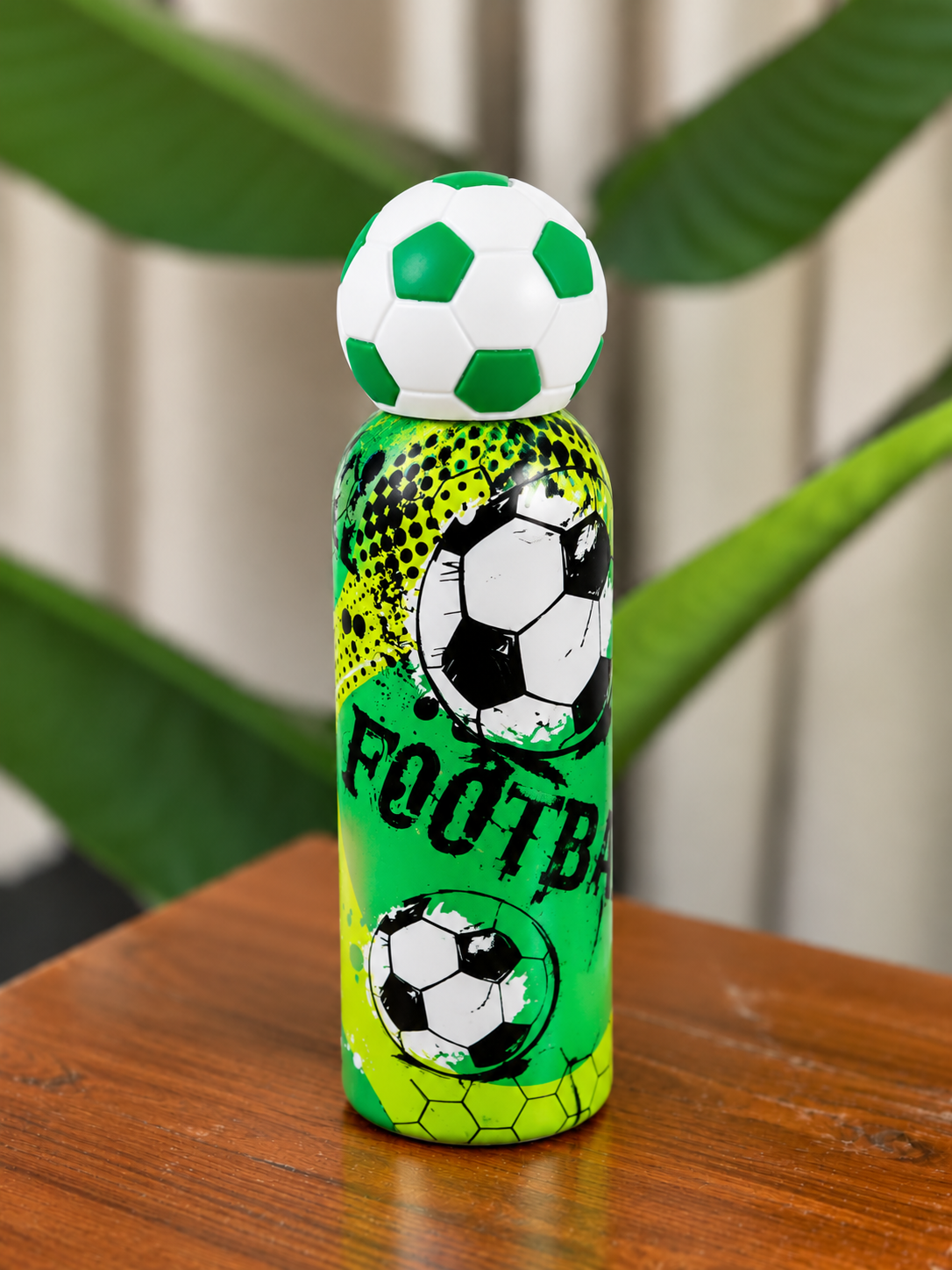 Football Print Steel Water Bottle