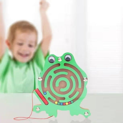 Wooden magnetic maze