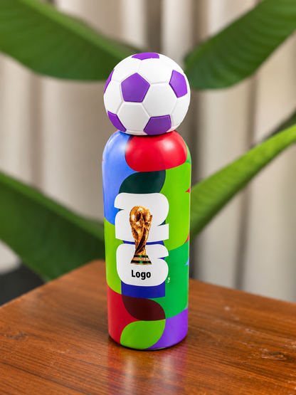 Football Print Steel Water Bottle